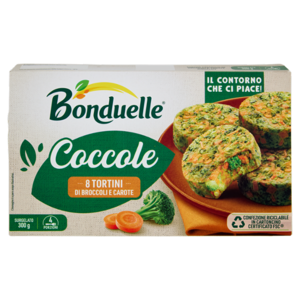 Bonduelle Coccole 8 Tortini di Broccoli e Carote Surgelato 300 g