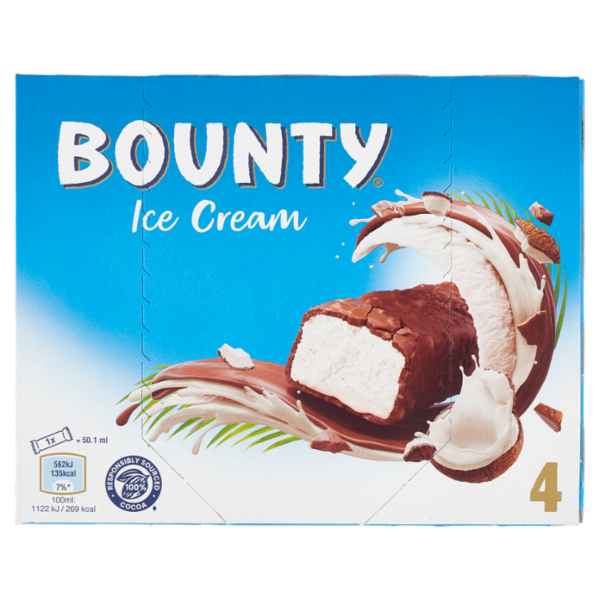 Bounty Barretta Gelato con cioccolato e cocco, Multipack 4 x 39.1 g