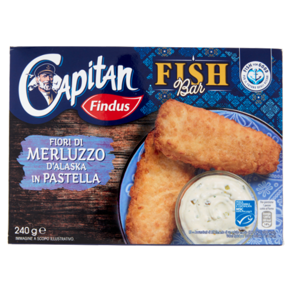 Capitan Findus Fish Bar Fiori di Merluzzo D'Alaska in Pastella 240 g
