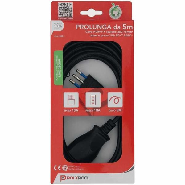 PROLUNGA LINEARE 5 MT SPINA E PRESA COL. NERO