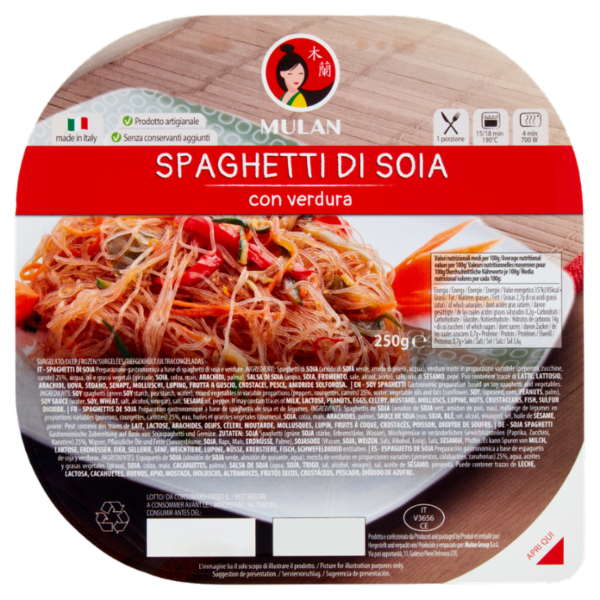 Mulan Spaghetti di Soia con verdura Surgelato 250 g