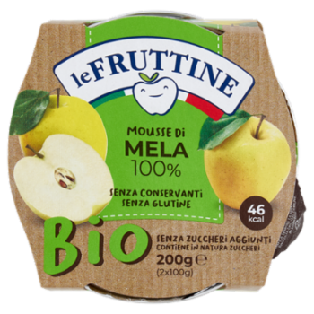 Le Fruttine Bio Mousse Di Mela 100% 2 x 100 g
