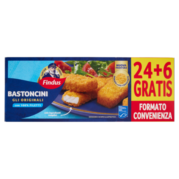 Capitan Findus 30 Bastoncini con 100% Filetti di Merluzzo 750 g