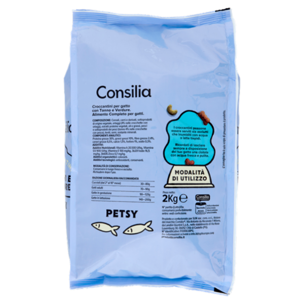 Consilia Petsy Gatto Croccantini con Tonno e Verdure 2 kg