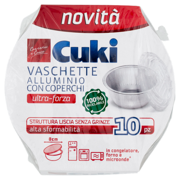 Cuki Conserva e Cuoce Vaschette Alluminio con Coperchi ultra-forza 8cm 10 pz