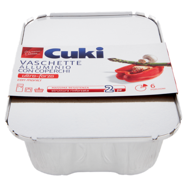 Cuki Conserva e Cuoce Vaschette Alluminio con Coperchi 6 Porzioni (RS99) - 2 pz