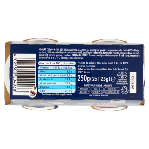 müller Yogurt Cremoso Ciliegia in Pezzi 2 x 125 g