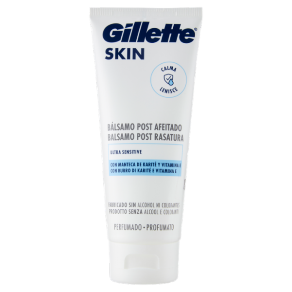 Gillette Balsamo Dopobarba da Uomo Skin Ultra Sensitive con Burro di Karité e Vitamina E, 100 ml
