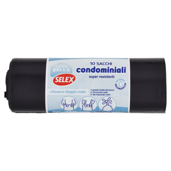 Selex Casa Bella Sacchi Condominiali Nero Chiusura Doppio Nodo Cm 70X110 10 pezzi