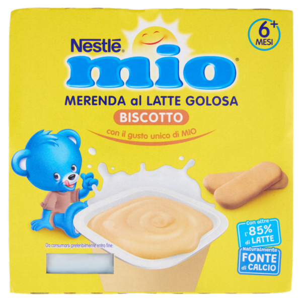 NESTLÉ MIO Merenda al Latte Biscotto 4 Vasetti da 100g