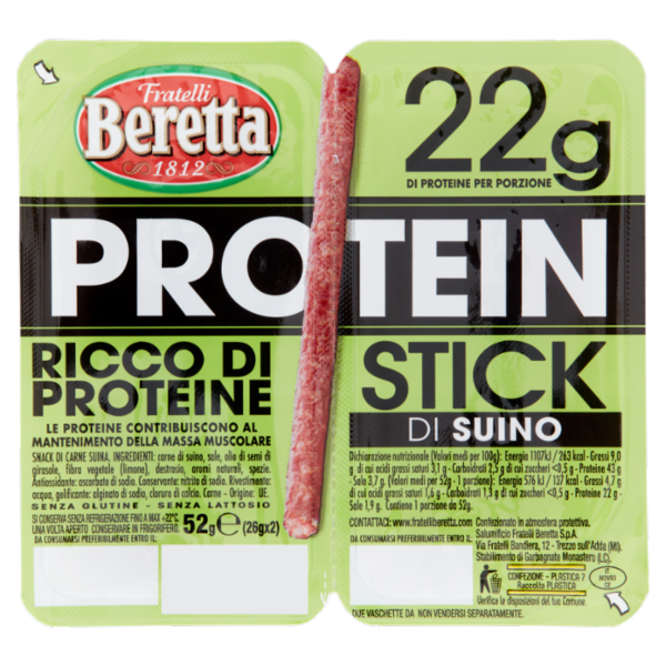 Fratelli Beretta Protein 22g Stick di Suino 2 x 26 g