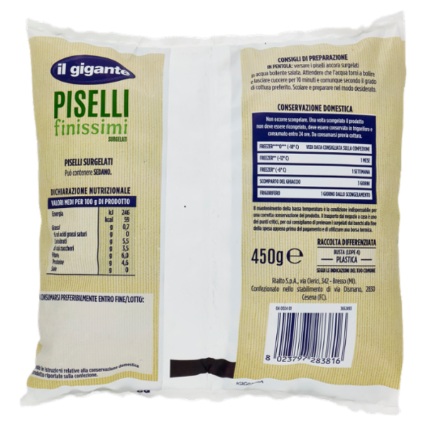 IL GIGANTE Piselli finissimi Surgelati 450 g
