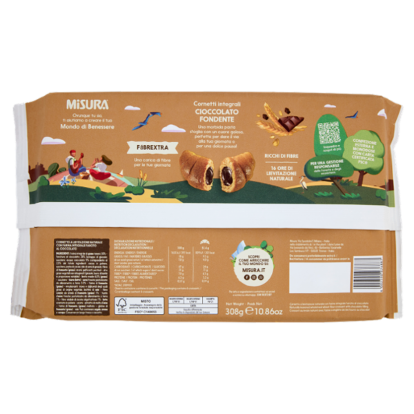 Misura Fibrextra 6 Cornetti integrali Cioccolato Fondente 308 g