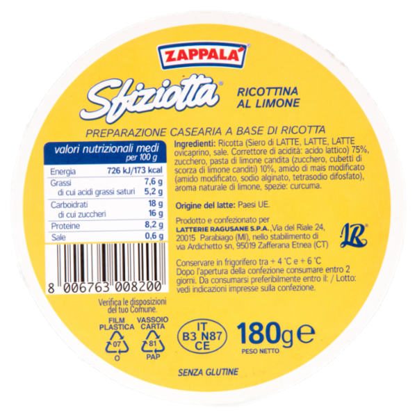 Zappalá Sfiziotta Specialità di Ricotta al Limone 180 g