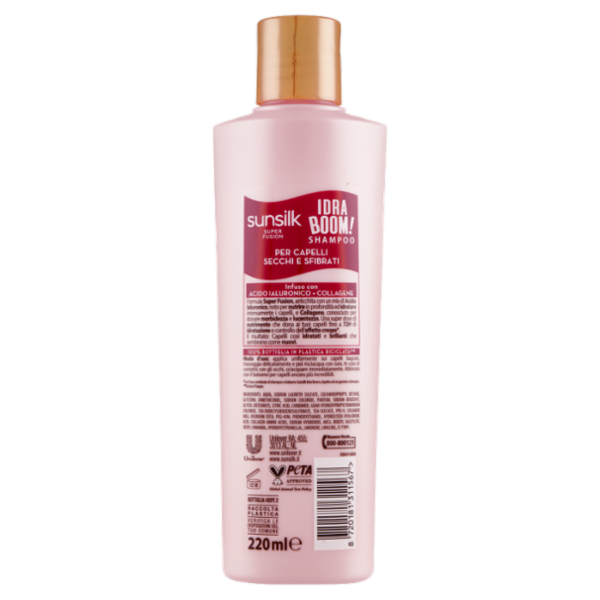 sunsilk Super Fusion Idra Boom! Shampoo per Capelli Secchi e Sfibrati 220 ml