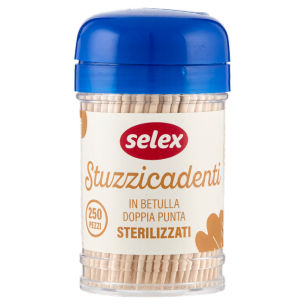 Selex Stuzzicadenti Doppia Punta in Betulla Sterilizzati 250 pezzi