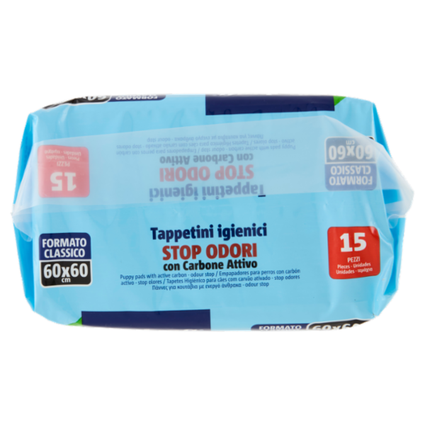 Vitakraft Tappetini igienici Stop Odori con Carbone Attivo 60x60 cm 15 pz