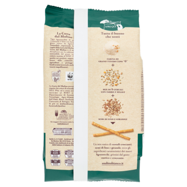 Mulino Bianco Sgranocchi Rustici Grissini con Farro, Segale, Semi di Lino e Girasole 200g