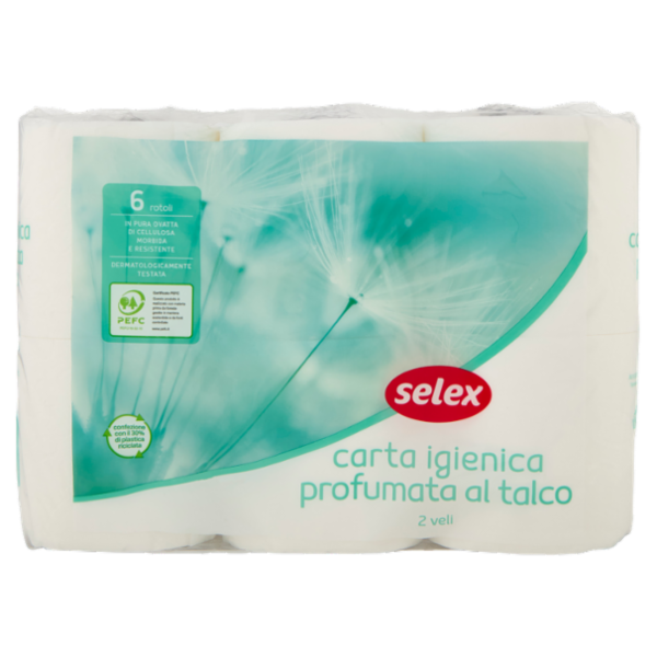 Selex Carta Igienica 2 Veli Profumata al Talco 6 Rotoli