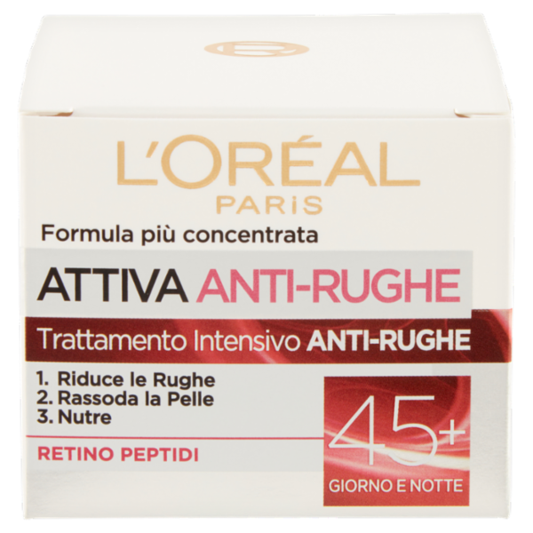 L'Oréal Paris Attiva Anti-Rughe Crema Viso 45+, Trattamento Intensivo Anti-rughe, 50 ml