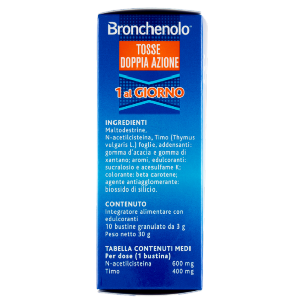 Bronchenolo Tosse Doppia Azione Integratore Alimentare N-Acetilcisteina con Timo 10 x 3 g