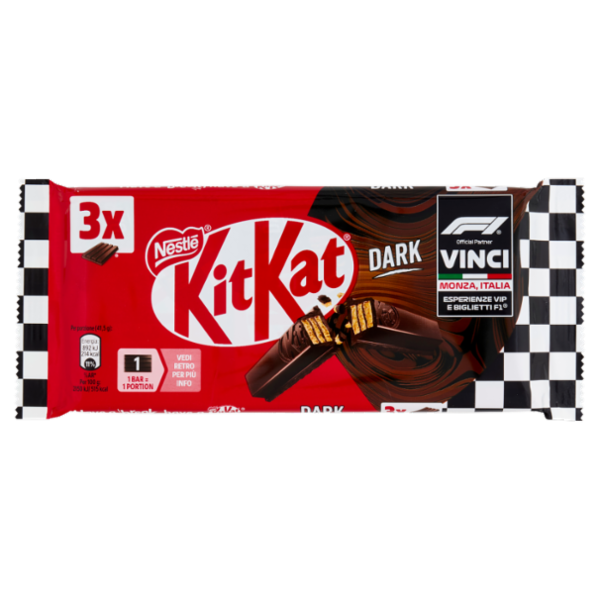 KITKAT Dark Wafer ricoperto di Cioccolato Fondente 3 Snack da 41,5g