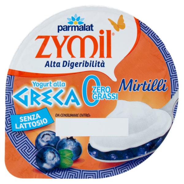 ZYMIL Alta Digeribilità Senza Lattosio Yogurt alla Greca Zero Grassi Mirtilli 150 g