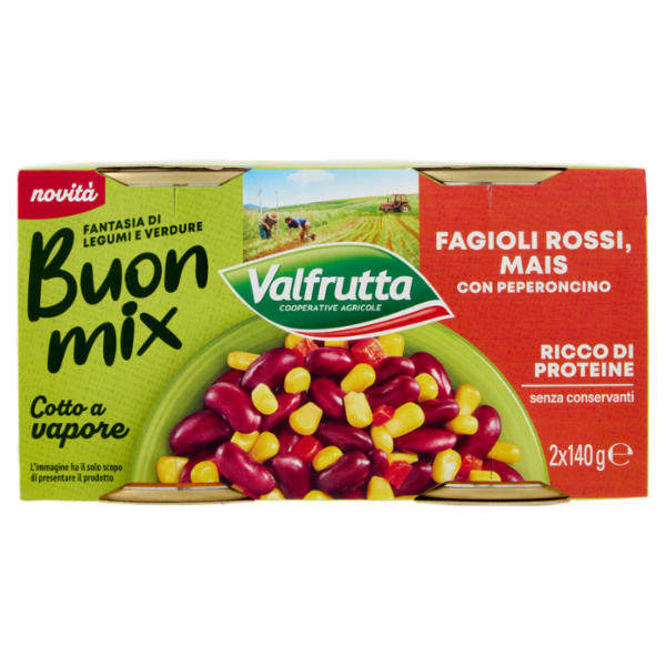 Valfrutta Buon mix Fagioli rossi, Mais con Peperoncino 2 x 140 g