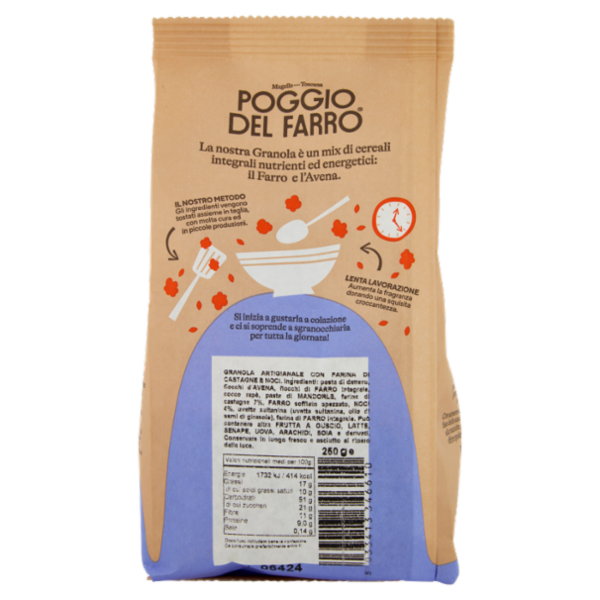 Poggio del Farro Granola artigianale Farina di Castagne e Noci 250 g