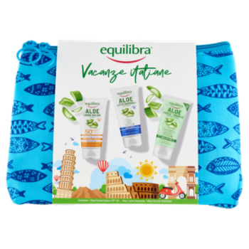 Equilibra Vacanze Italiane Aloe Crema Solare SPF50⁺+Aloe Latte Doposole+Aloe Doccia-Shampoo 3x75 Ml