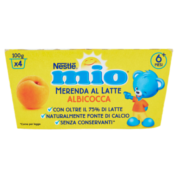 NESTLÉ MIO Merenda al Latte Albicocca da 6 mesi 4 vasetti da 100 g