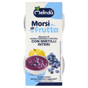 Melinda Morsi Di Frutta Mousse Di Golden Delicious e Mirtillo Con Mirtilli Interi 2 x 100 g