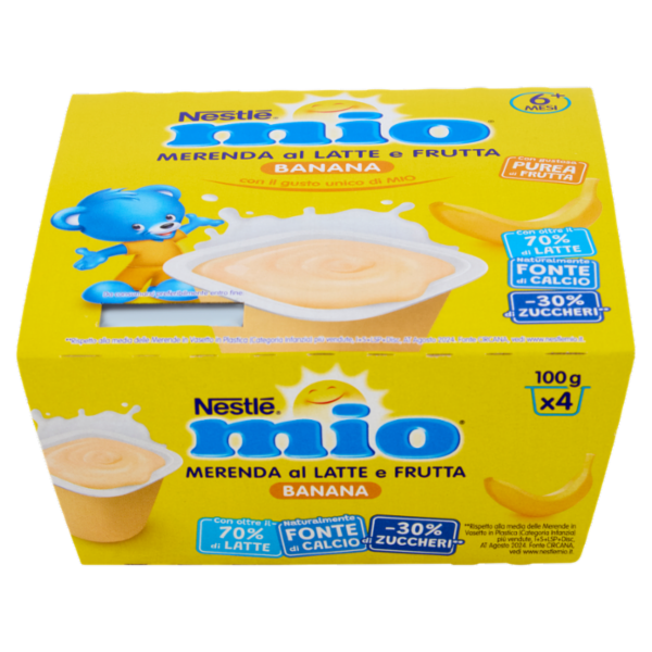 NESTLÉ MIO Merenda al Latte e Frutta Banana 4 vasetti da 100g