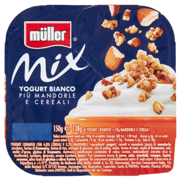 müller Mix Yogurt Bianco Più Mandorle e Cereali 150 g