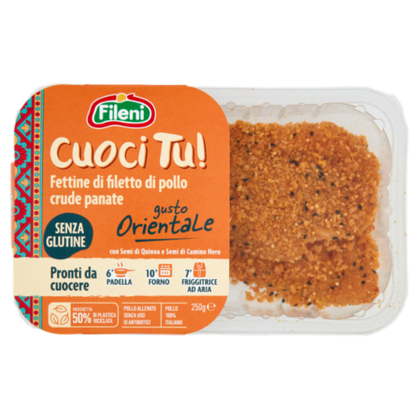 Fileni Cuoci Tu! Fettine di filetto di pollo crude panate gusto Orientale 250
