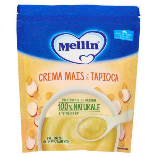 MELLIN Crema Mais&Tapioca,Confezione Apri&Chiudi, dall'inizio dello Svezzamento, Senza Glutine,200g