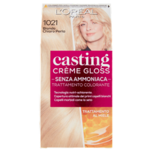 L'Oréal Paris Tinta Capelli Casting Creme Gloss, Senza Ammoniaca, 1021 Biondo Chiaro Perla