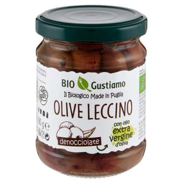Bio Gustiamo Olive Leccino denocciolate con olio extra vergine d'oliva 190 g