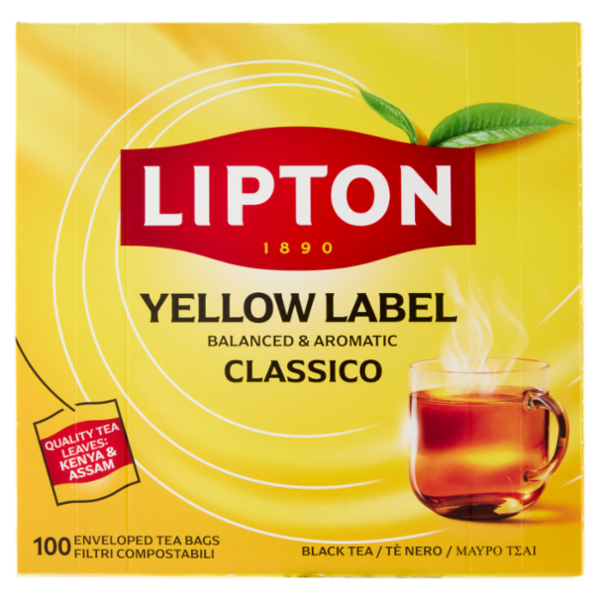 Lipton Yellow Label Classico Tè Nero 100 Filtri Compostabili 150 g