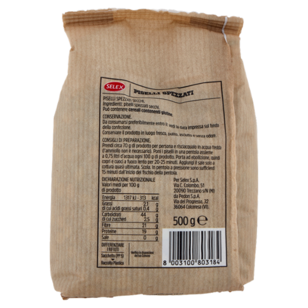 Selex Legumi Secchi Piselli Spezzati 500 g