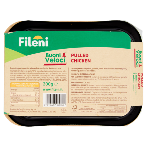 Fileni Buoni & Veloci Pulled Chicken 200 g