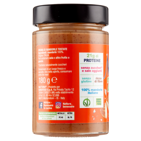 Náttúra 21 Protein Sport 100% Crema di Mandorle 180 g