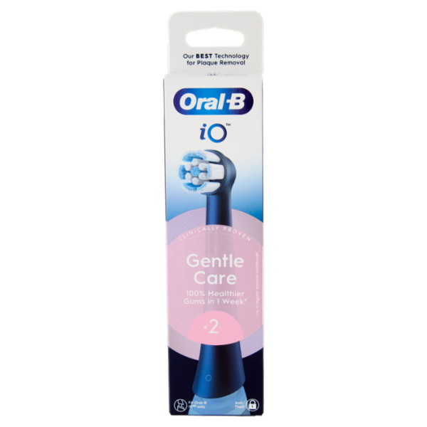 Oral-B iO Testine Ricambio Gentle Care Blu Spazzolino Elettrico Denti Ricaricabile, 2 Refills