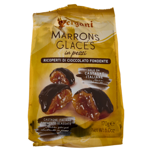 Vergani Marrons Glacés in pezzi Ricoperti di Cioccolato Fondente 170 g