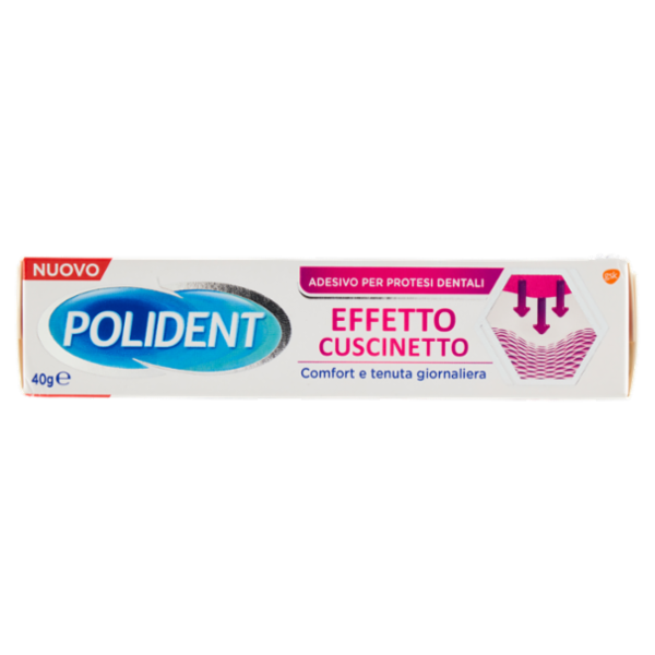 Polident effetto cuscinetto adesivo per protesi dentiera con formula gel effetto cuscinetto 40 g