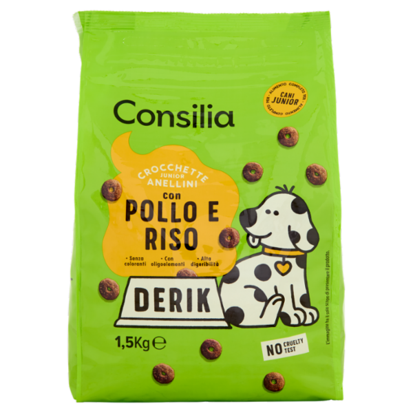 Consilia Derik Cane Junior Crocchette con Pollo e Riso 1,5 kg
