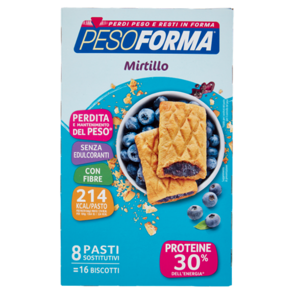 Pesoforma Biscotti gusto Mirtillo, sostitutivo del pasto per perdita e controllo del peso, 16 x 33g
