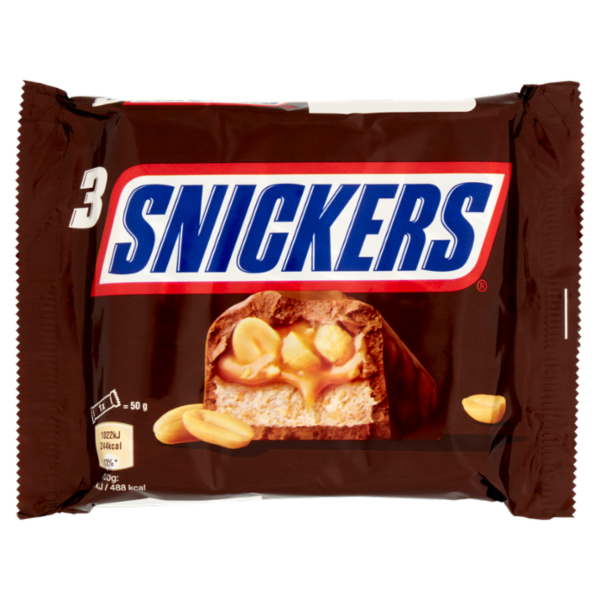 Snickers Barretta Snack al Cioccolato al Latte con Arachidi x3 150 g