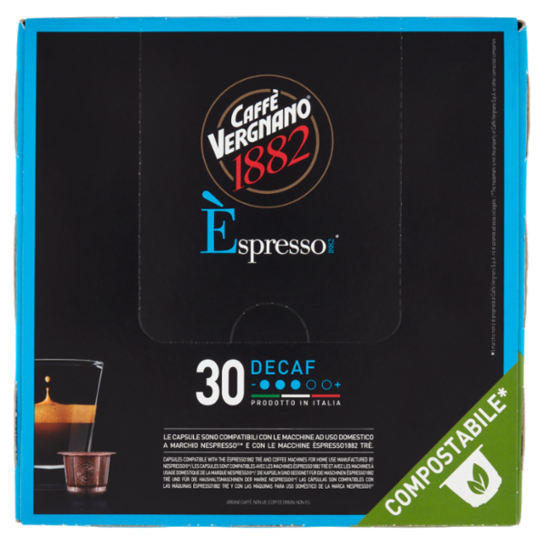 Caffè Vergnano 1882 Èspresso1882 Decaf Compostabile** Capsule Compatibili Nespresso* 30 x 5 g