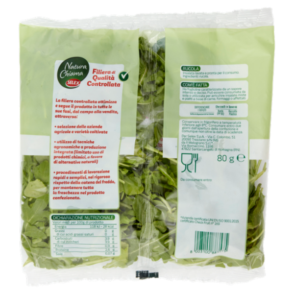 Selex Natura Chiama Rucola Lavata e Pronta per il Consumo 80 g